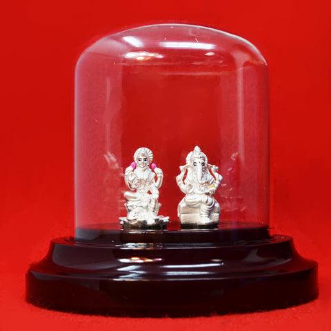 999 Pure Silver Ganesha Lakshmi (Design 7) in Oval - PAAIE