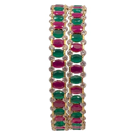 American Diamond with Semi Precious Stones Bangle (Design 1) - PAAIE