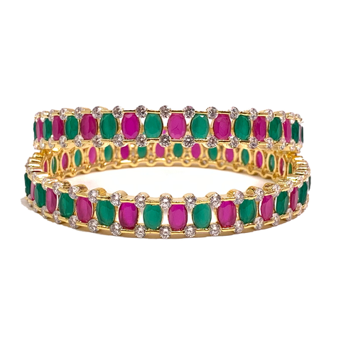 American Diamond with Semi Precious Stones Bangle (Design 1) - PAAIE