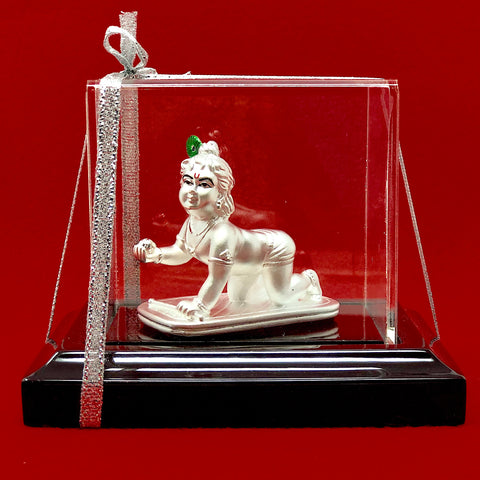 999 Pure Silver Rectangular Ladoo Gopal Idol - PAAIE