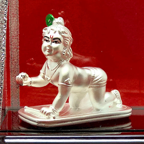 999 Pure Silver Rectangular Ladoo Gopal Idol - PAAIE