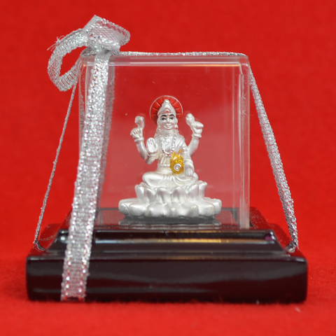 999 Pure Silver Lakshmi Idol with Red Headrest - PAAIE