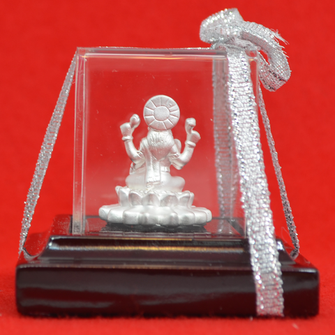 999 Pure Silver Lakshmi Idol with Red Headrest - PAAIE