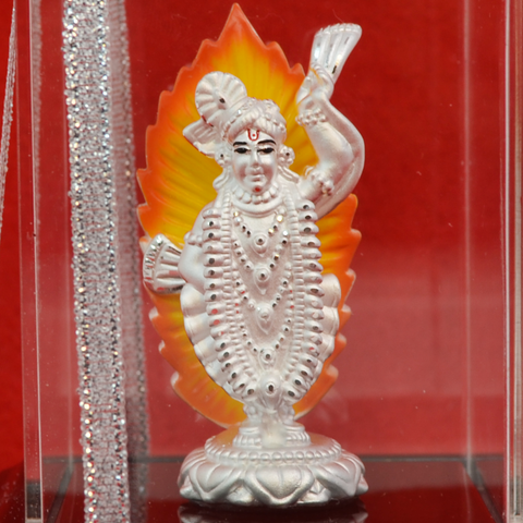 999 Pure Silver Large Colorful Sri Nath Ji with leaf - PAAIE