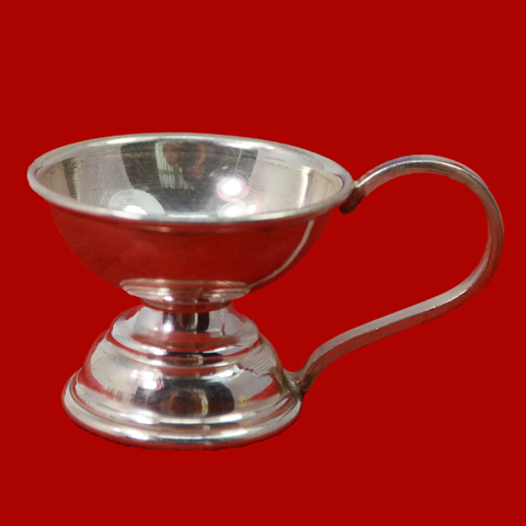 925 Silver Round Handle Diya (Design 14) - PAAIE