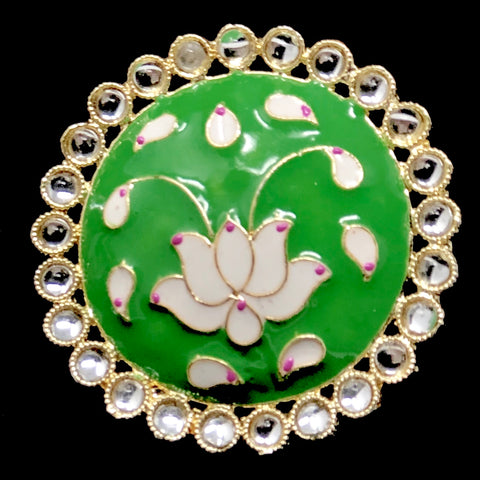Grass Green Lotus Design Studs - PAAIE
