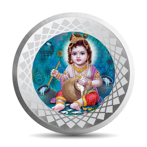 999 Pure Silver Krishna 10 Grams Coin ( Design 17)