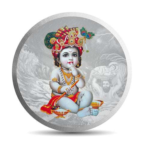 999 Pure Silver Krishna 10 Grams Coin ( Design 18)