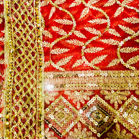 Designer Red Durga Mata Chunari / Dupatta  (D2) - PAAIE