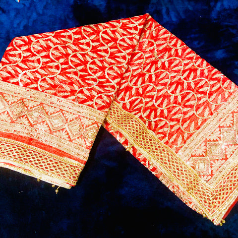 Designer Red Durga Mata Chunari / Dupatta  (D2) - PAAIE