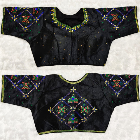 Pretty Black Designer Silk Embroidered Blouse For Wedding & Party Wear (Design 400) - PAAIE