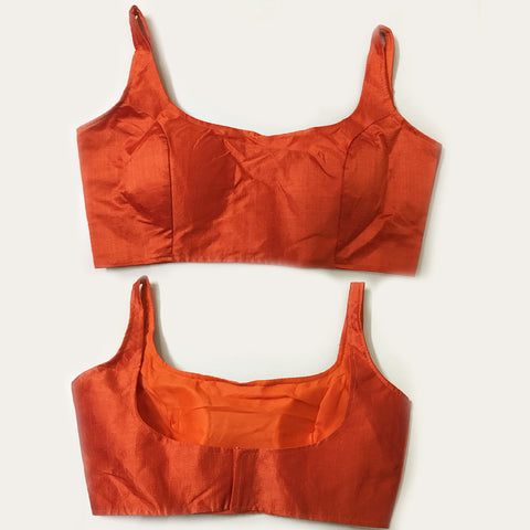 Adorable Orange Silk Fabric Blouse For Regular & Casual Wear (Design 264) - PAAIE