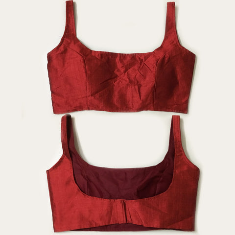 Attractive Red Silk Fabric Blouse For Regular & Casual Wear (Design 268) - PAAIE