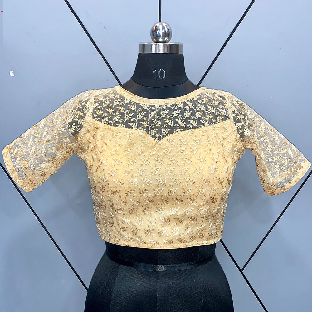 Stone and Zari Work Embroiderd Banglory Silk Readymade Gold Color Blouse  for Saree and Lehenga Choli - MADHAV ENTERPRISE
