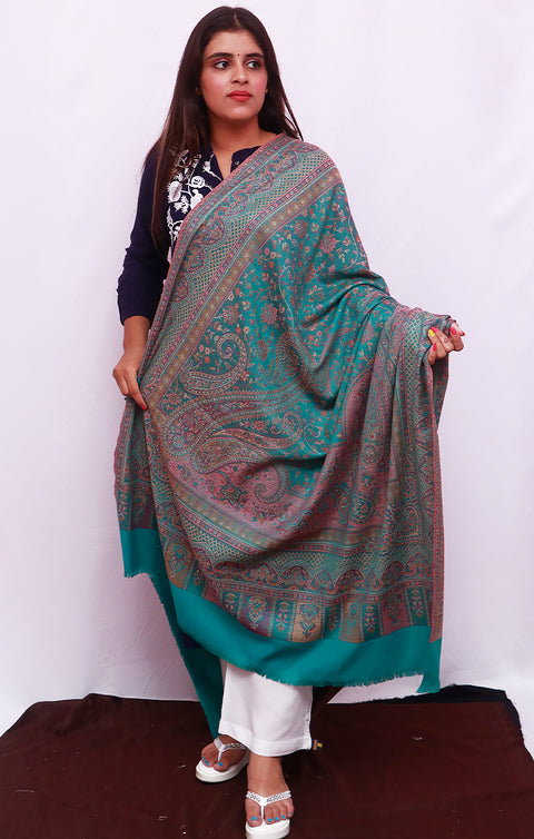 Fashionable Women's Teal Green Shawl With Embroidery Work For Casual, Party Wear (D14)