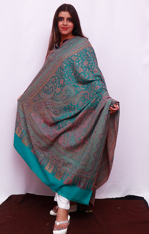 Fashionable Women's Teal Green Shawl With Embroidery Work For Casual, Party Wear (D14)