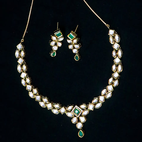 Designer Gold Plated Royal Kundan Necklace With Earrings (D538)
