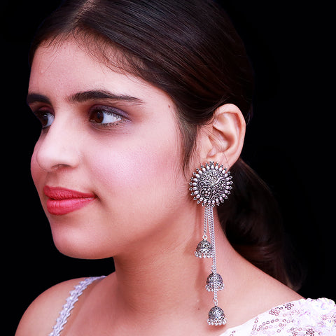 Traditional Style Oxidized Earrings for Casual Party (E530)