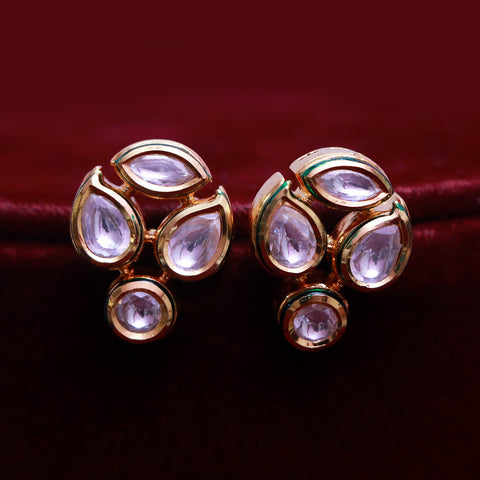 Designer Royal Kundan Gold Plated Studs (Design 63)