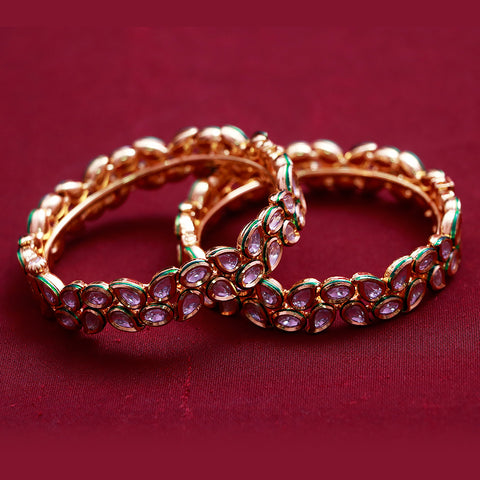 Designer Gold Plated Royal Kundan Openable Bangle/Bracelet (Design 132)