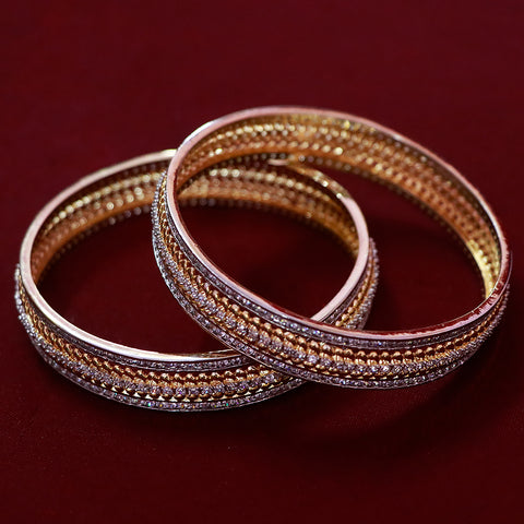 Designer Gold Plated American Diamond Bangle/Bracelet (Design 127)