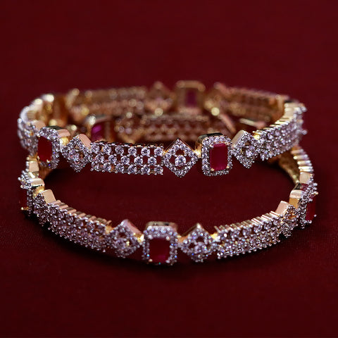 Designer Gold Plated American Diamond Bangle/Bracelet (Design 128)