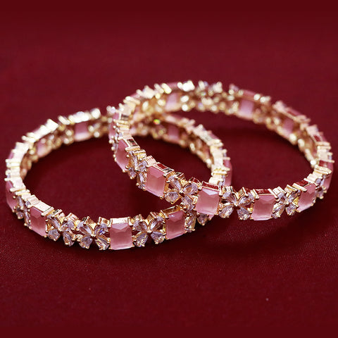 Designer Gold Plated American Diamond Bangle/Bracelet (Design 131)