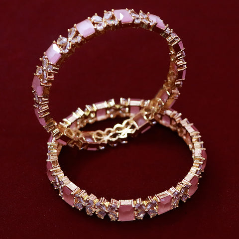 Designer Gold Plated American Diamond Bangle/Bracelet (Design 131)