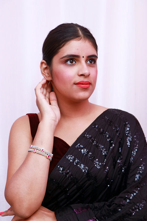 Designer Gold Plated American Diamond Bangle/Bracelet (Design 128)