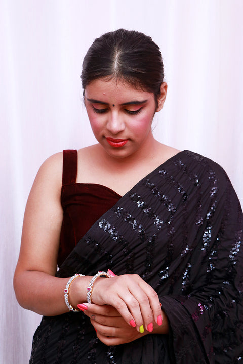 Designer Gold Plated American Diamond Bangle/Bracelet (Design 128)