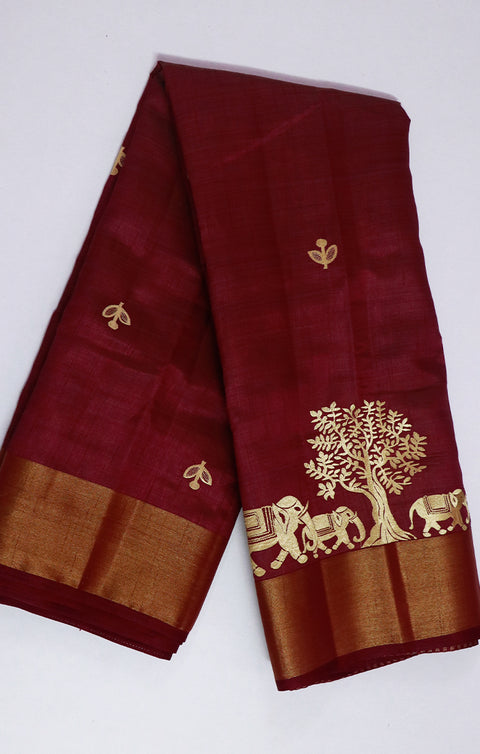 Designer Maroon Color Soft Silk Saree For Casual & Party Wear (D604)