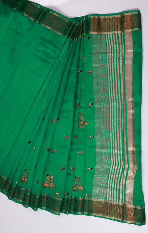 Designer Green Color Soft Silk Saree For Casual & Party Wear (D577)