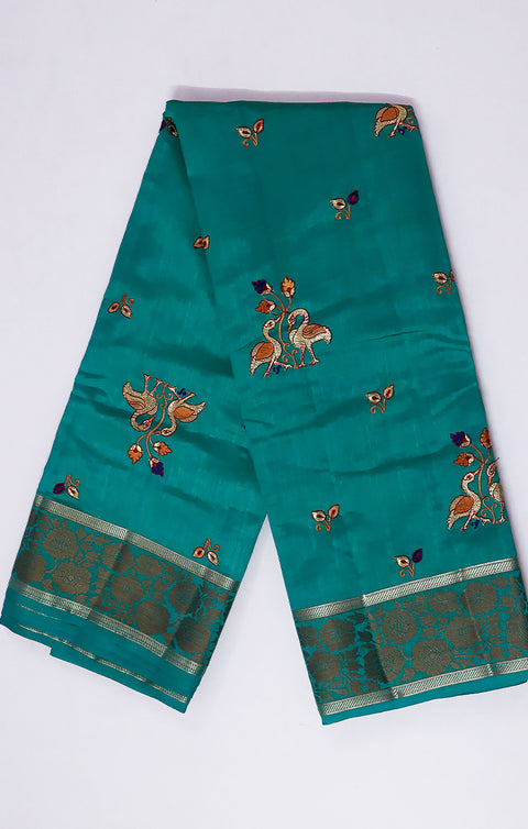 Designer Teal Green Color Soft Silk Saree For Casual & Party Wear (D587)