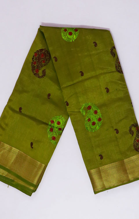 Designer Olive Green Color Soft Silk Saree For Casual & Party Wear (D586)