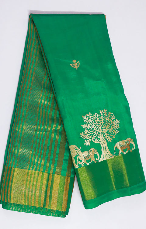 Designer Green Color Soft Silk Saree For Casual & Party Wear (D593)