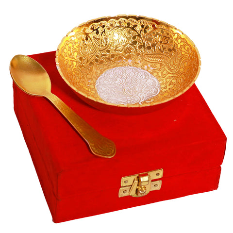 Gold and Silver Plated Serving Bowl, Decorative Serving Bowl, Return Gift For Wedding And Housewarming (D14)