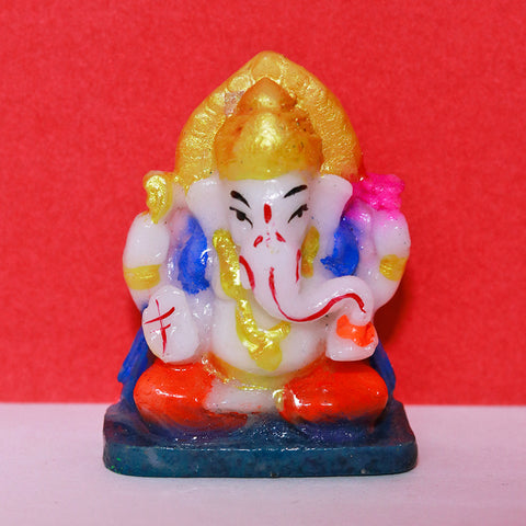 Marble Crystal Studded Lord Ganesha & Laxmi Chowki With Peacock And Kalash (D2)
