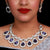 Designer Semi-Precious American Diamond & Blue Sapphire Necklace with Earrings (D480)
