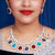 Designer Semi-Precious American Diamond & Multi Colour Necklace with Earrings (D479)