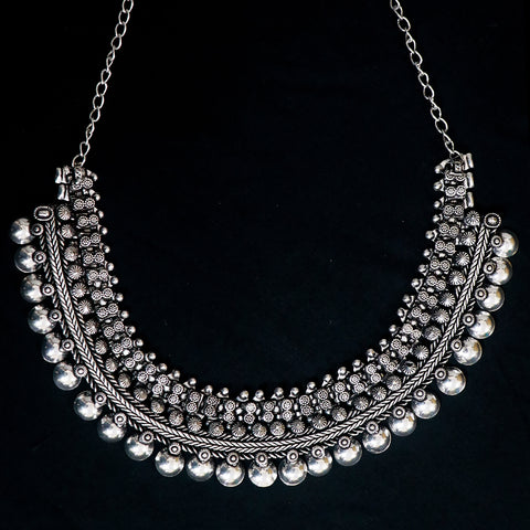 Designer Silver Oxidized Necklace (D493)