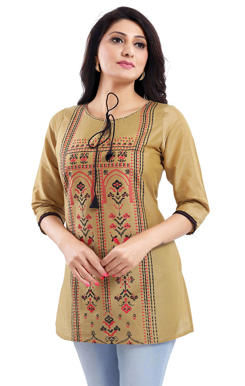 Sensational Beige Color Indian Ethnic Kurti For Casual Wear (K529)