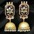 Black Hexagon Stud with Golden Jhumki and Floral Designs - PAAIE
