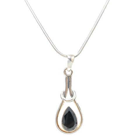 925 Onyx Teardrop Sterling Silver Pendant - PAAIE