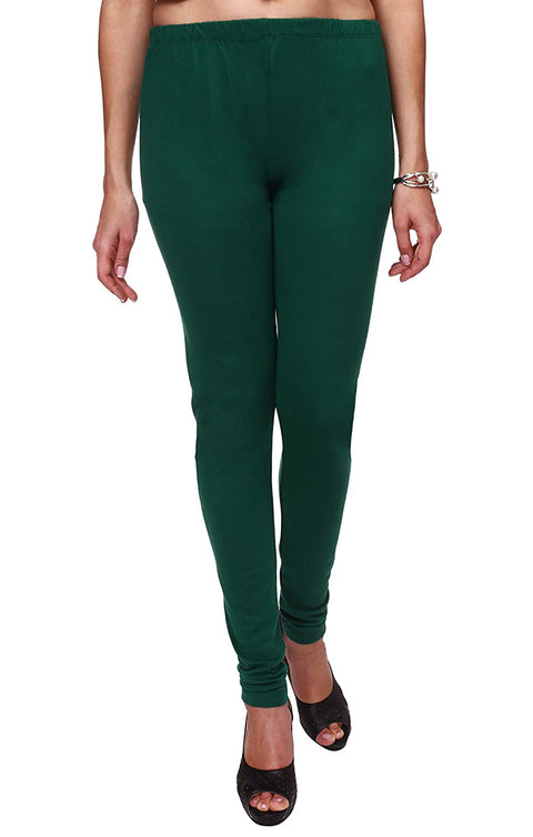 Ultra Soft Green Color Hosiery Churidar Solid Leggings for Womens and Girls (D11)