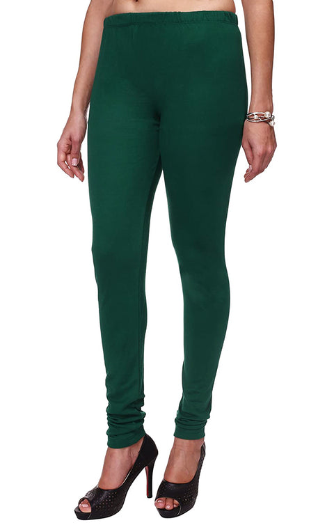 Ultra Soft Green Color Hosiery Churidar Solid Leggings for Womens and Girls (D11)