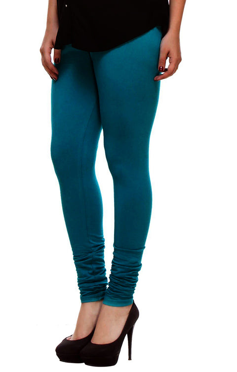 Ultra Soft Dark Teal Color Hosiery Churidar Solid Leggings for Womens and Girls (D15)