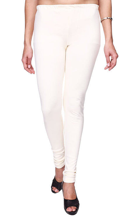 Ultra Soft White Color Hosiery Churidar Solid Leggings for Womens and Girls (D7)