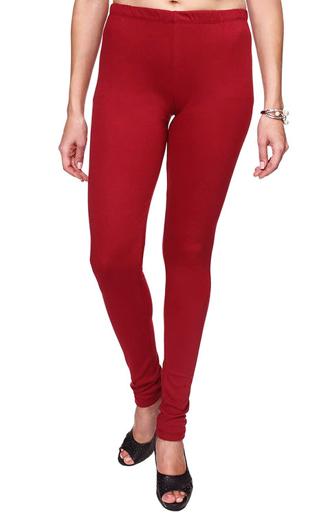 Ultra Soft Red Color Hosiery Churidar Solid Leggings for Womens and Girls (D9)