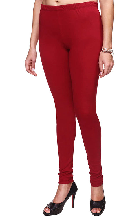 Ultra Soft Red Color Hosiery Churidar Solid Leggings for Womens and Girls (D9)