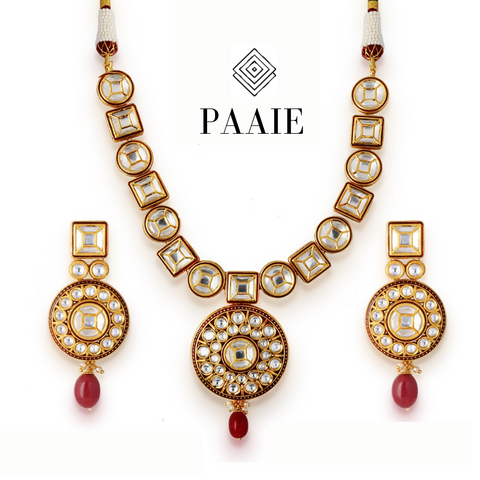 Gold Plated Kundan Necklace Set (Design 73)